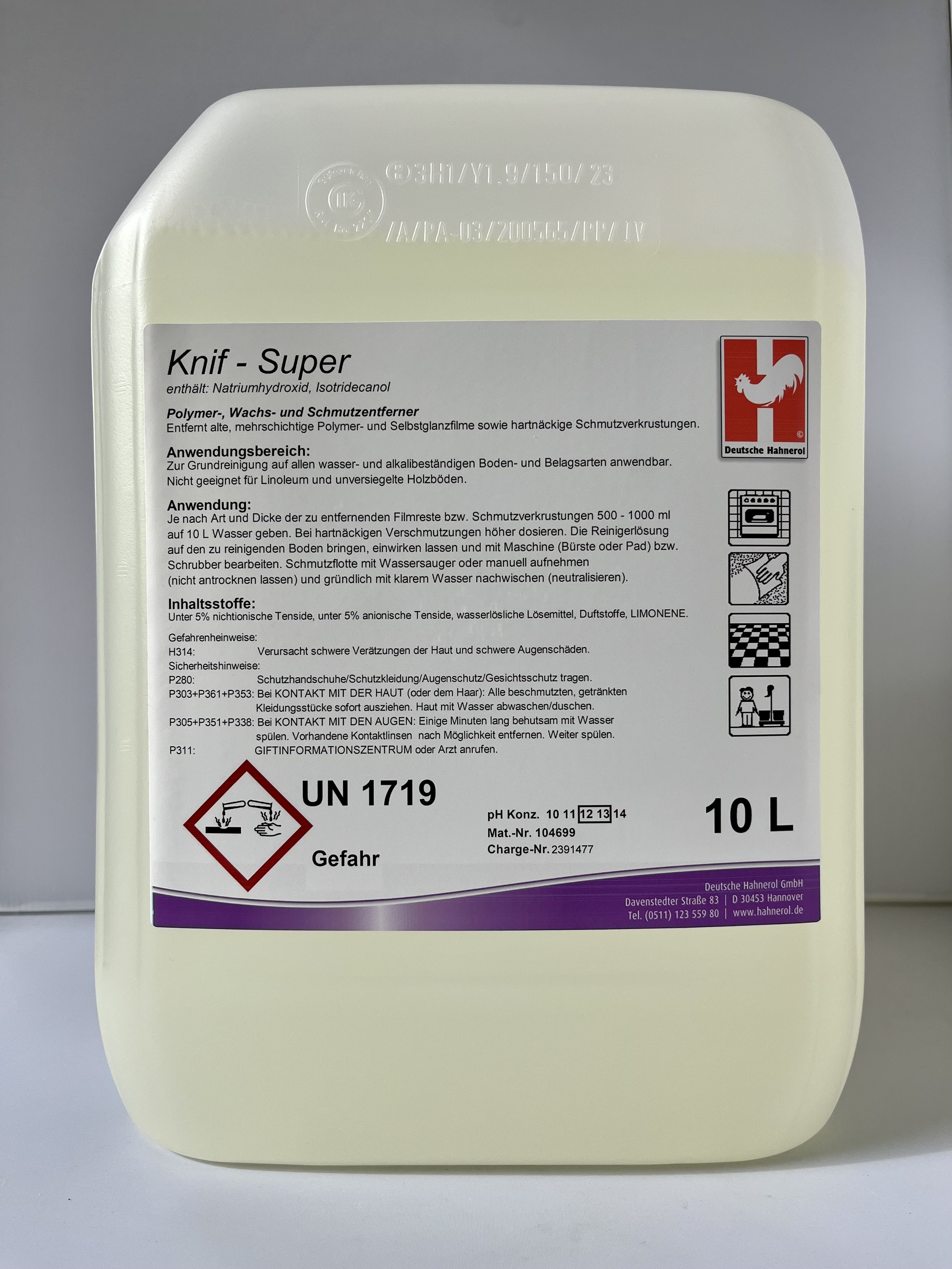 Hahnerol, Knif-Super  10L  Art.20368-10 Grundreiniger, PH-Wert 13